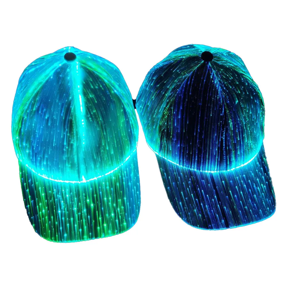 2021 New LED light cap fibre-optical adjustable hip-hop dancing baseball cap cosplay party outdoor female male woman men hat