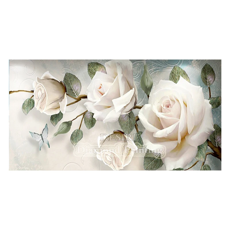 EASHRU большая алмазная живопись с белыми розами вышивка крестиком полная