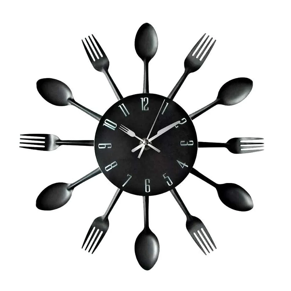 Временные столовые приборы кухонные настенные часы 3D Съемная современная