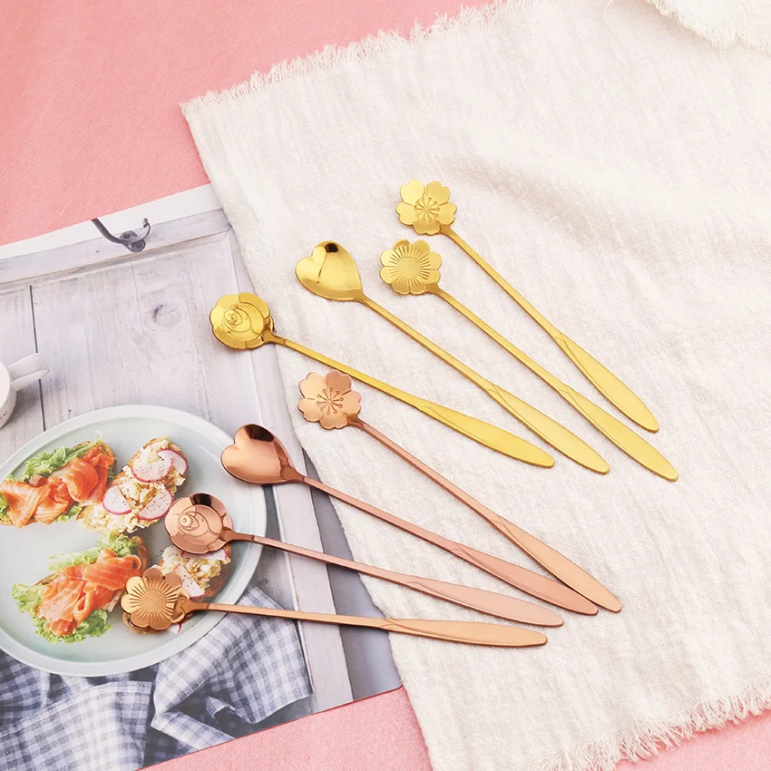 Ложка Sakura креативная ложка для льда из нержавеющей стали длинная кофейная кружка