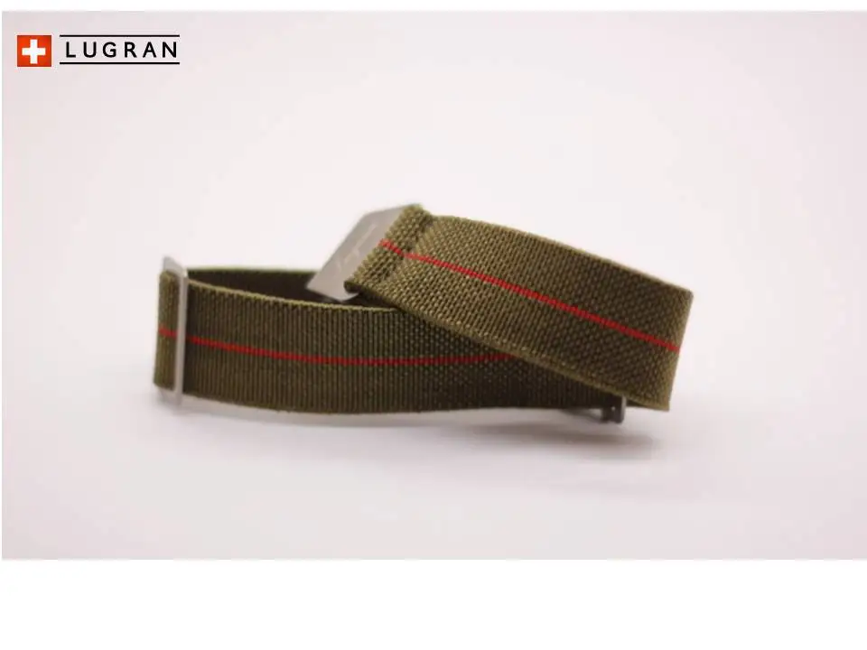 Green-red line Lugran Parachute ремень Ver. Эволюция НАТО нейлон ремень ремешок эластичный ремешок для часов 20/21/22 мм 904 из нержавеющей стали - Цвет ремешка: Green-red line