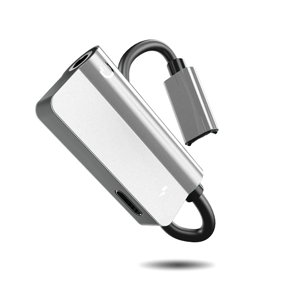 Серебристый 2 в 1 для адаптер для iPhone для Lightning+ 3,5 мм аудиокабель наушников адаптер вспомогательный конвертер для iPhone XR XS Max(N918 - Цвет: Серебристый