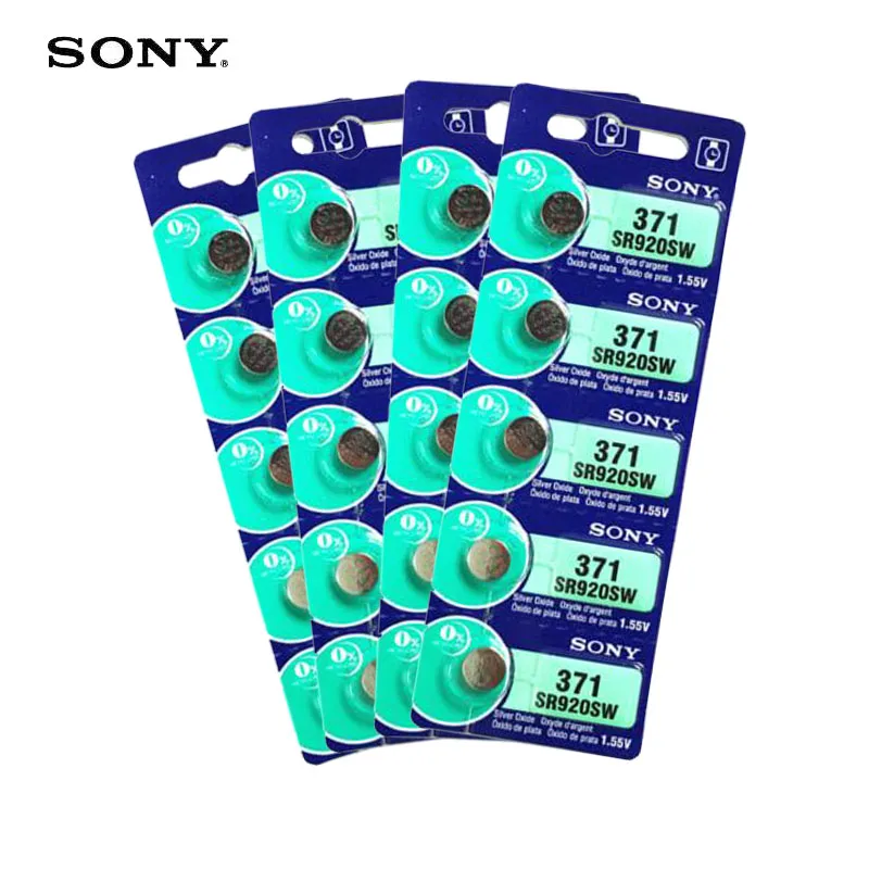 20 шт. Sony 100 Оригинал 371 SR920SW 920 LR920 AG6 LR69 171 1 55 в оксид серебра батарея для часов