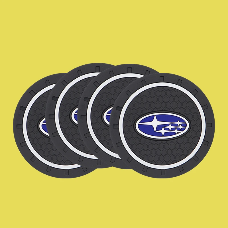 

Car 70mm is suitable for Subaru- logo round water cup anti-skid pad creative modification storage mat car anti-skid pad interior