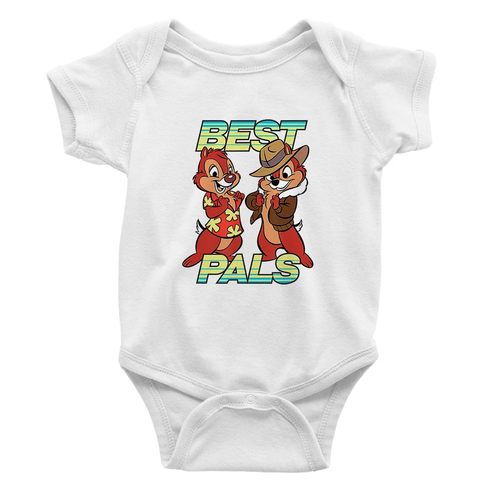 Monos de ni&ntilde;o de Disney, moda, novedad de verano, cuello redondo, manga corta, Mono de ni&ntilde;o de 0 a 24 meses, estampado de dibujos animados de Chip-0