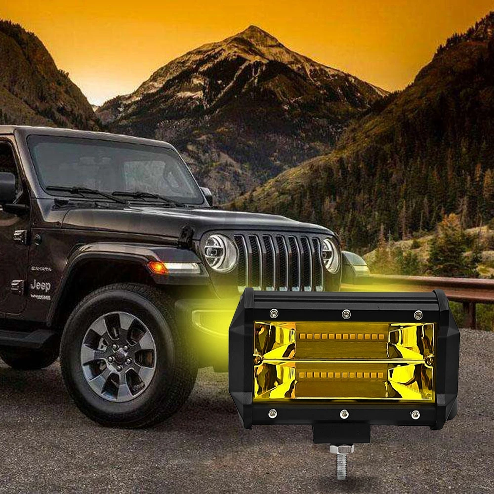 Желтый рабочий светильник 72 Вт 5 дюймов противотуманный фара для вождения