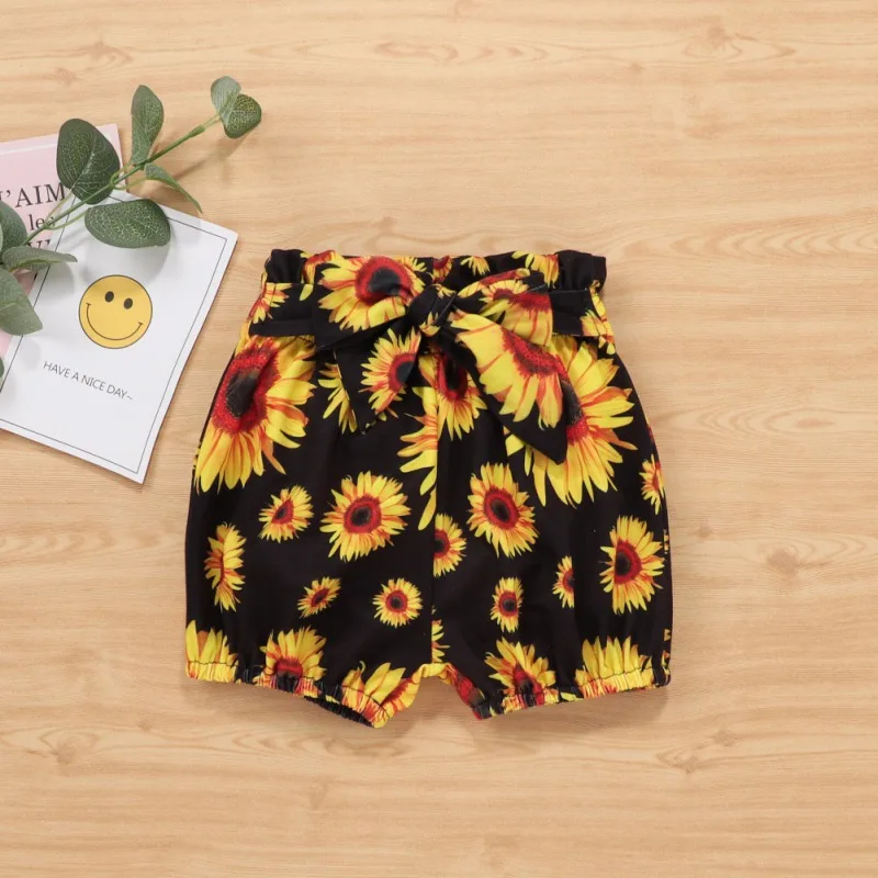 

Summer Newborn Infant Baby Girls Clothes Sets Solid Letter Print Short Sleeve Romper Tops + Floral Shorts + Headband Suit 0-12M