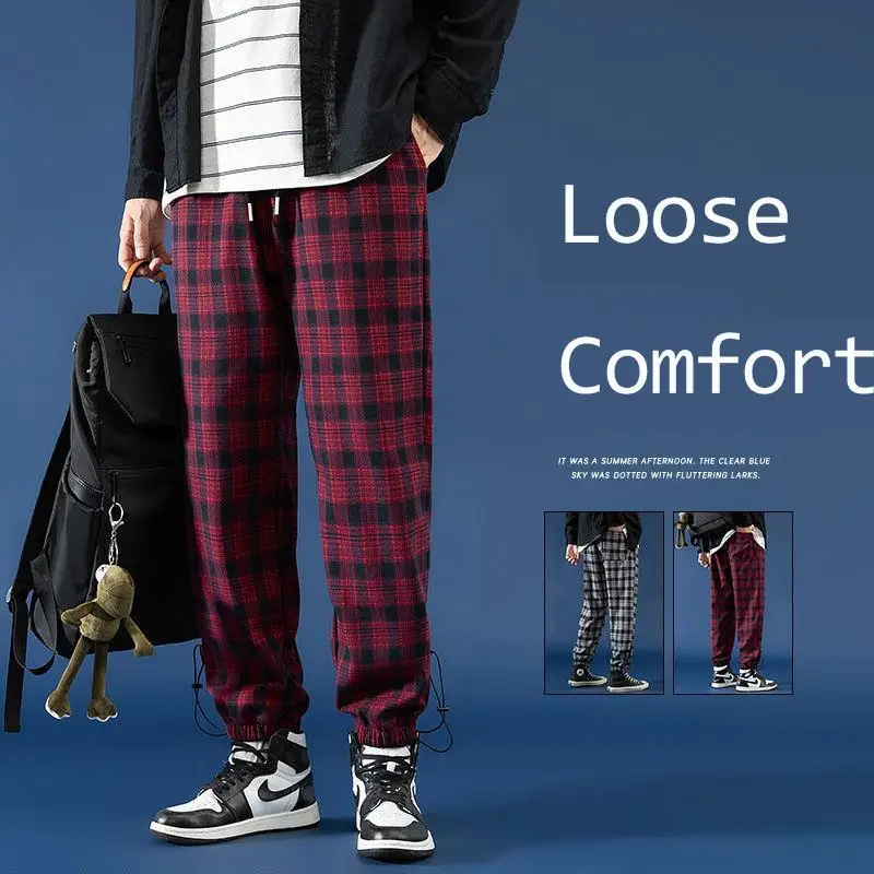 

Men's Pants Cotton Polyester Plaid Leggings Large Loose Couple Sport Streetwear Spring And Autumn Tidal Current The Price Of