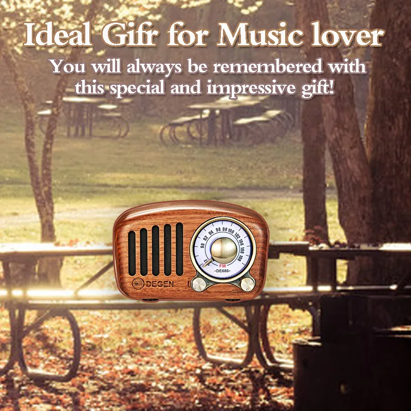Ретро-динамик Bluetooth винтажный FM-радио с громкой громкостью деревянный