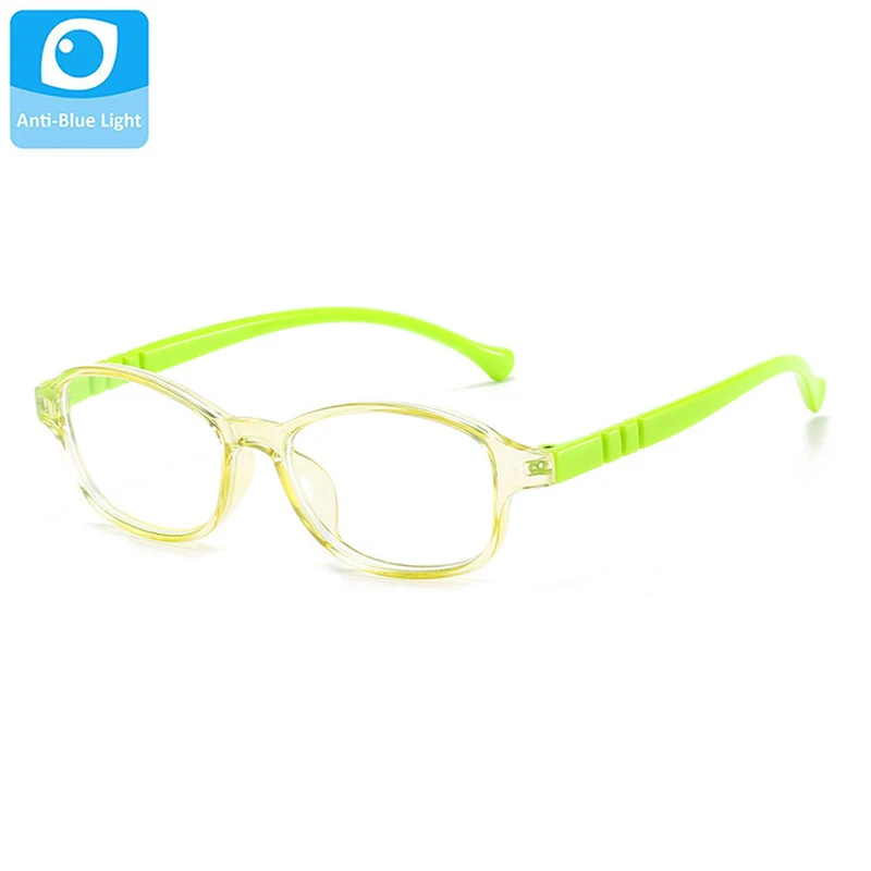 

Child Anti Blue Light Blocking Glasses Boys Girls Classic Square Green Plastic Eyeglasses Frame Kids