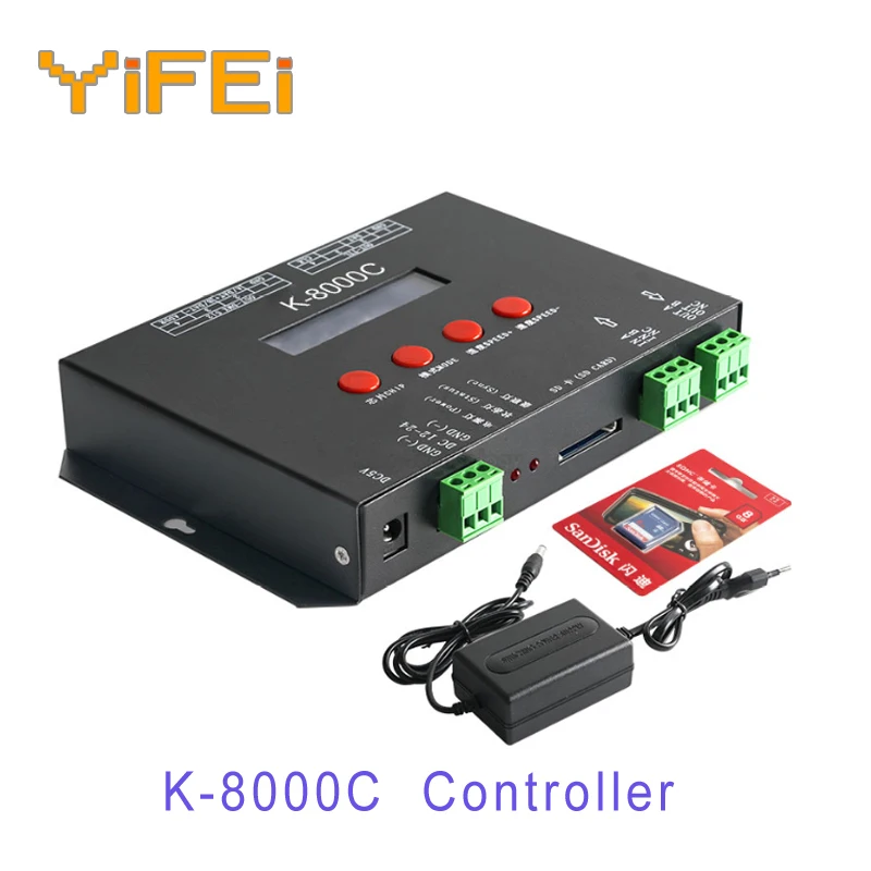 K-8000C программируемый DMX/SPI SD карты светодиодный контроллер пикселей off-lineDC5-24V для