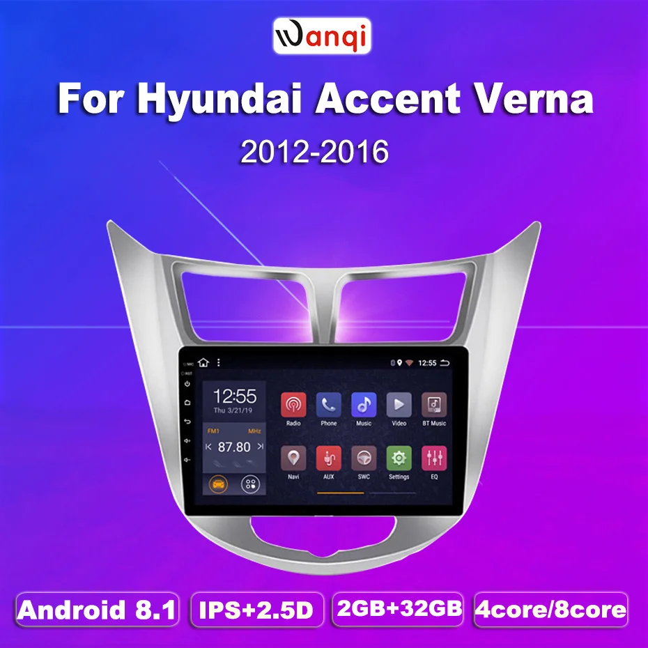 2G ram 32G rom 9 дюймов Android 8.1Car Dvd Gps плеер для Hyundai Accent Verna 2012-2017 Радио Видео навигация |
