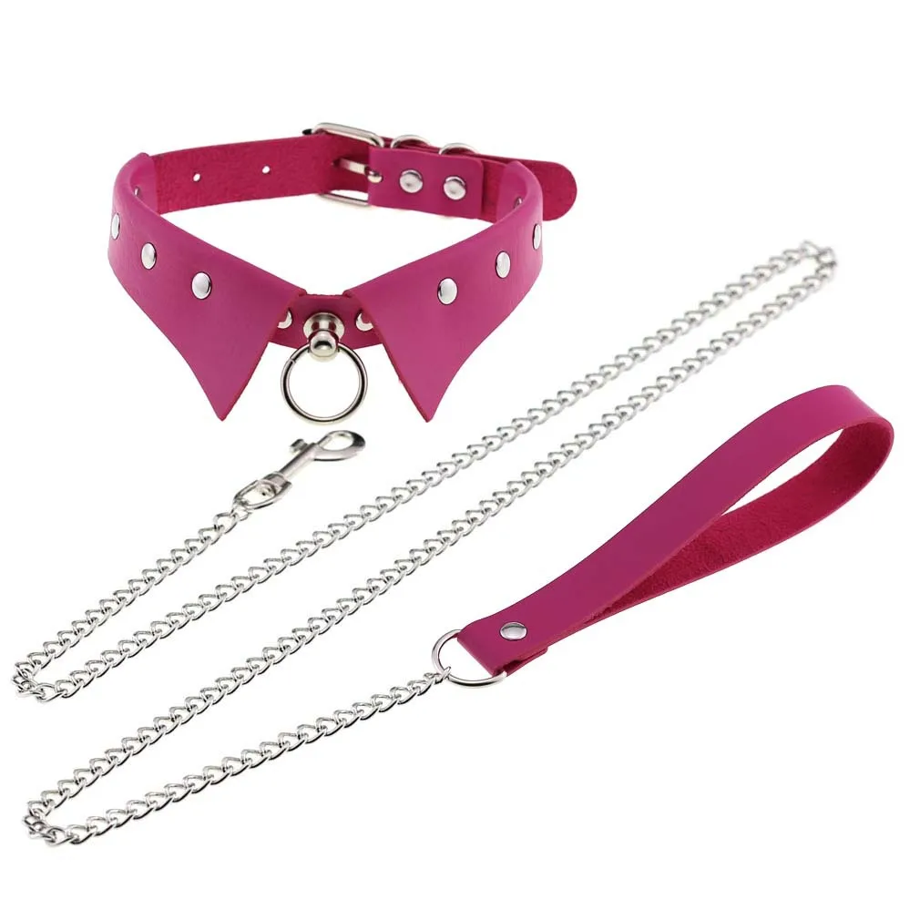 

Leather Collar Metal Traction Rope Choker Adjustable Bondage Accessories Erotic Toys for Adult Couple Flirt Games Accessories