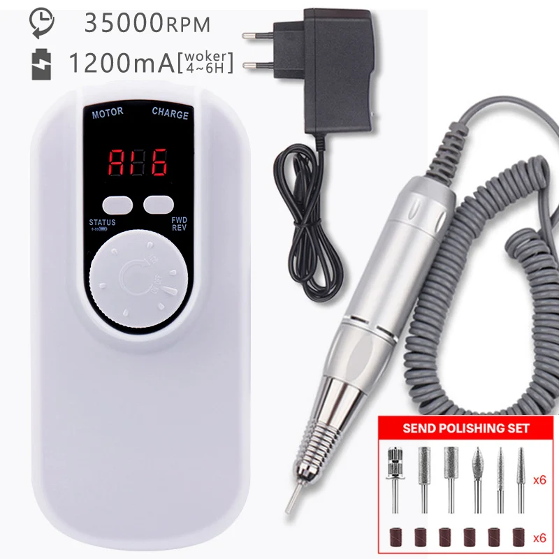 

15W Rechargeable Nail Drill 35000RPM Portable Nail Drill Manicure Set File Nail Pen Machine With Battery Nail Grinding Machine