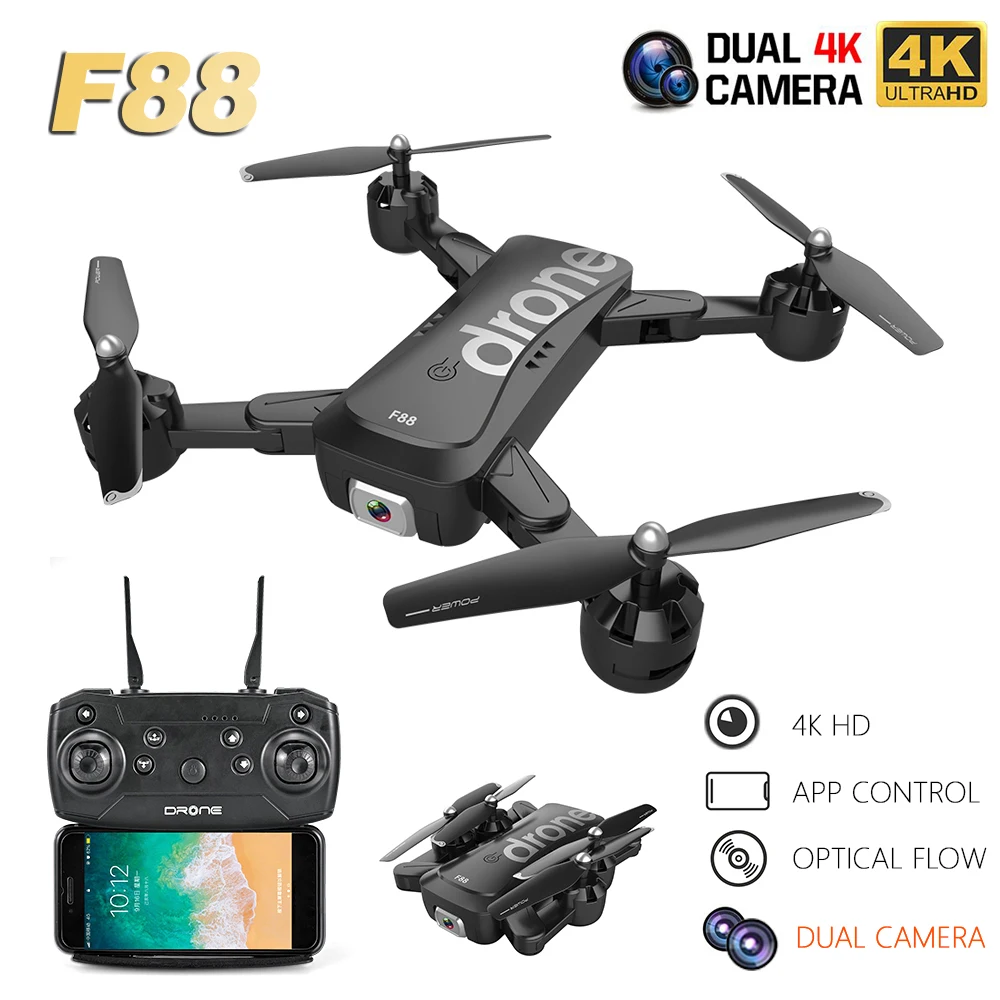 

F88 RC Drone with Dual Camera 1080P 4K Image Follow Optical Flow Positioning Foldable RC Quadcopter Drone Flying 18 Minutes Long