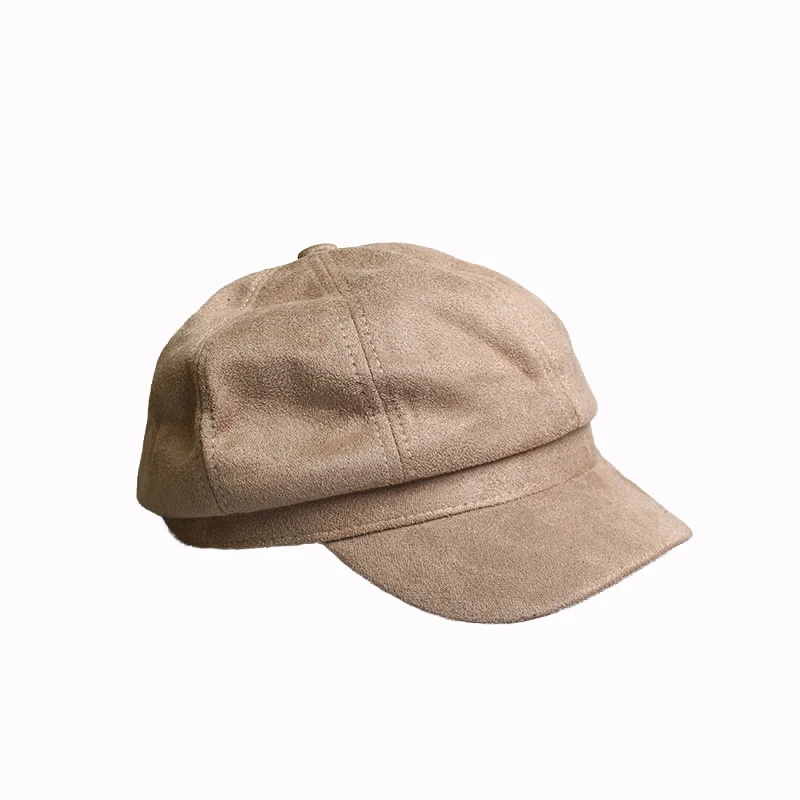 

Women Vintage Suede Octagonal Hats Winter Ladies Solid Retro British Painter Cap Autumn Girl Casual Newsboy Caps Artist Beanies