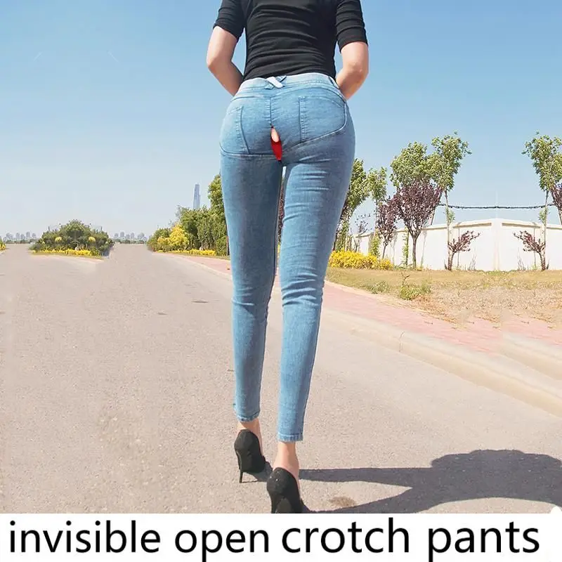 

Обтягивающие джинсы с открытой промежностью, низкой талией, на молнии