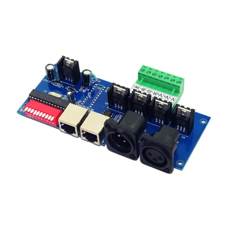 Лучшая цена 1 шт. Φ 4 channelsx4A с декодером RJ45 DMX512 светодиодный контроллер