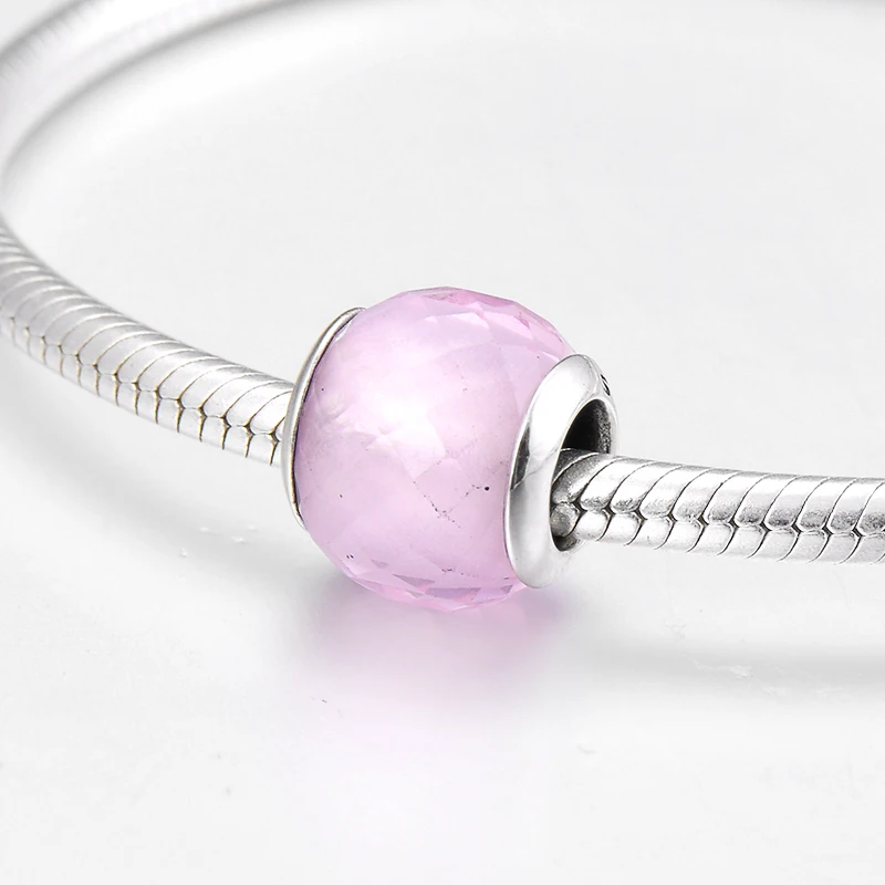 2018 Hot 100% real 925 Sterling Silver pale pink Murano Glass Beads Fit Original European Charms Bracelet Jewelry making | Украшения и