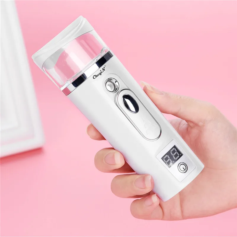 3в1 удобный Пароварка для лица Nano Mister бутылка-спрей для лица распылитель тумана измеритель влажности кожи внешний аккумулятор портативный USB Перезаряжаемый 31