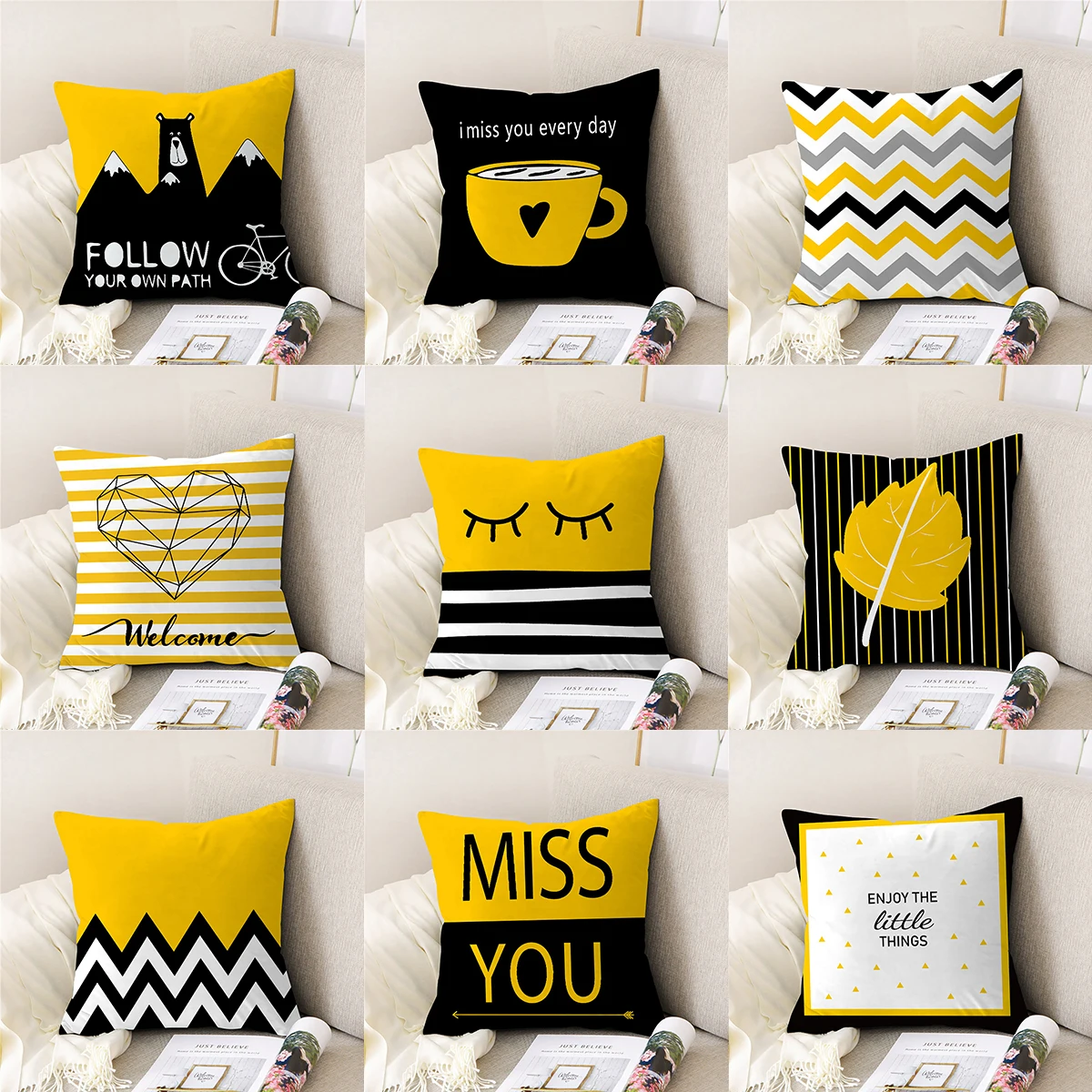 

Patimate Zomer Geel Print Katoen Kussenhoes Tropische Geometrie Kussensloop Home Decor Sofa Woonkamer Sierkussen Cover