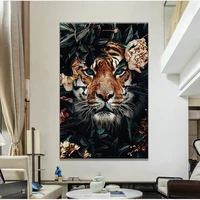 jungle king animal tiger picture 5d full square diamond painting round rhinestone embroidery mosaic cross stitch hazy art decor