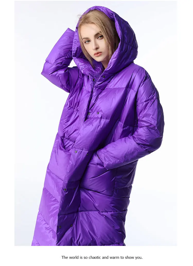 Пуховик женский зимний длиной до щиколотки 122 см с капюшоном | Женская одежда