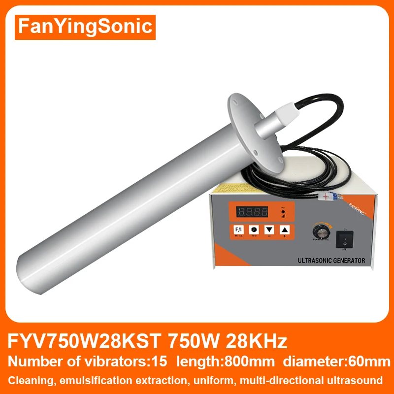 Фаньингсоник 28КГц 750Вт Ультразвуковой излучатель погружного типа Пьезоэлектрический генератор очистительной машины настраиваемой частоты Мотор.