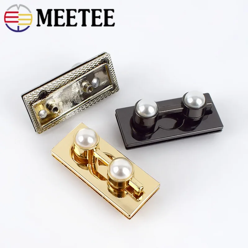 2/5pcs 49x22mm Rectangular Pearl Bag Locks Metal Handbag Lock Snaps Clasp DIY Replacement Purse Closure Leather Accessories | Дом и сад