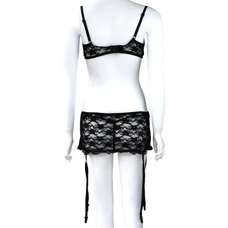 Пикантное женское нижнее белье Babydoll Набор белья кружевной открытый бюстгальтер