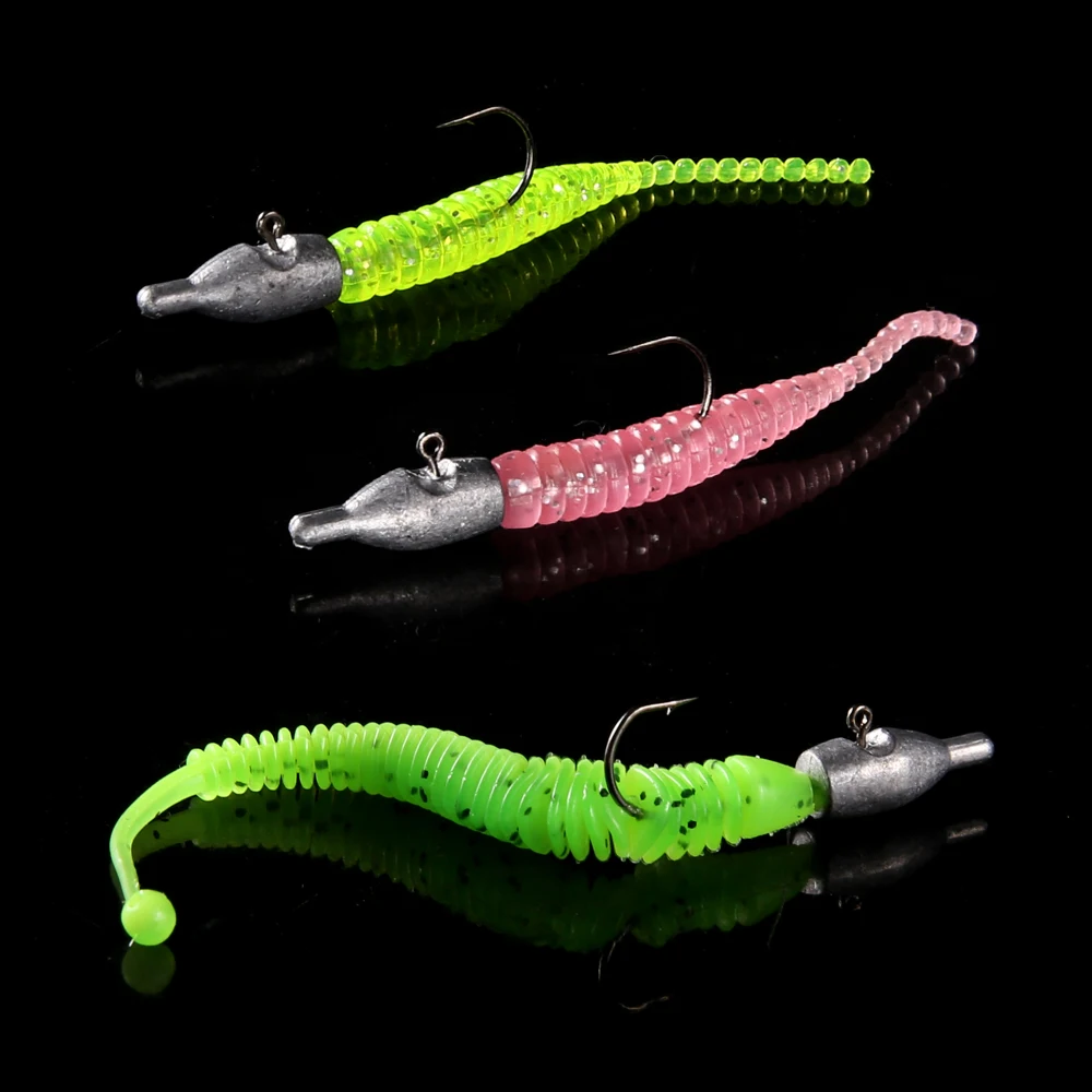 FSTK 10 шт. 1 4/1 8/2 6/3 5g Световой корень Рыбалка Lead Jig Head с зазубринами Мягкая приманка в