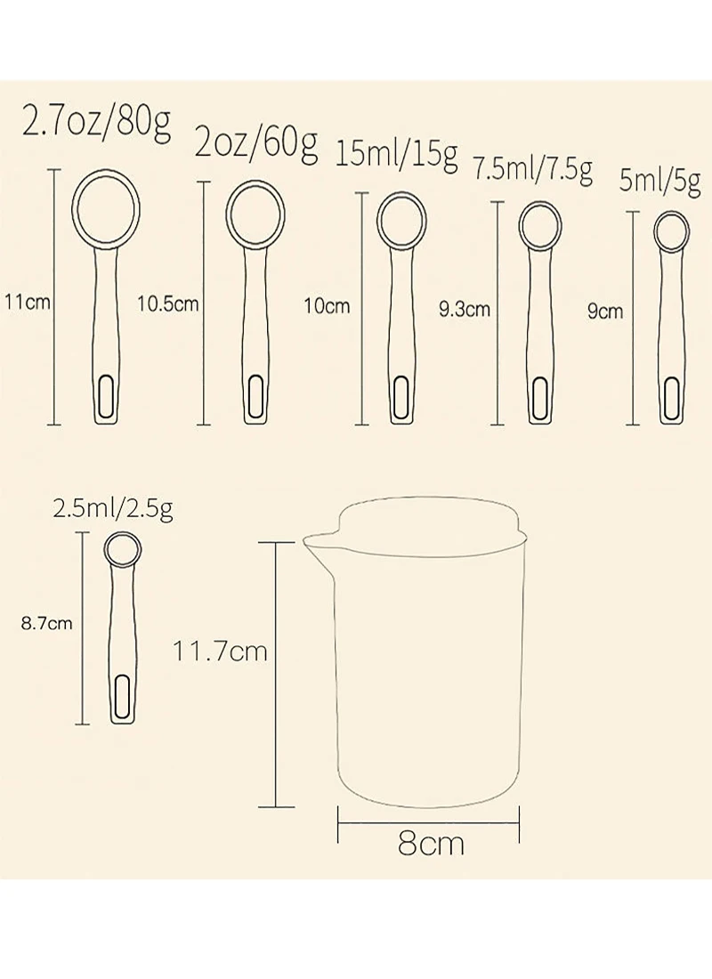 

Measuring Cup and Spoon Combination Set, with Scale and Thickened Environmentally Friendly PVC Baking Tools