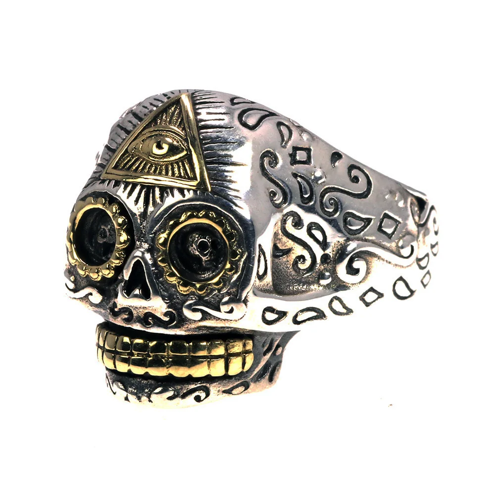 925 пробы Серебряное кольцо с черепом в стиле панк для мужчин и женщин винтажное