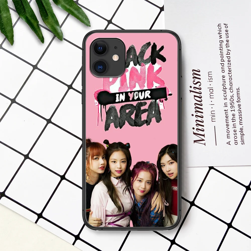 

Black Pink Girl Korea Kpop Phone Case For IPhone 4 4s 5 5S SE 5C 6 6S 7 8 Plus X XS XR 11 12 Mini Pro Max 2020 black Coque 3D