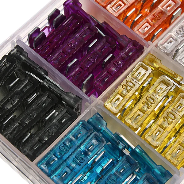 

100Pcs Assorted Standard Blade Fuse Kit 2A 3A 5A 7.5A 10A 15A 20A 25A 30A 35A