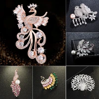 five styles high grade peacock brooch micro inlay cubic zirconia elegant crystal bird brooches pins for women gift