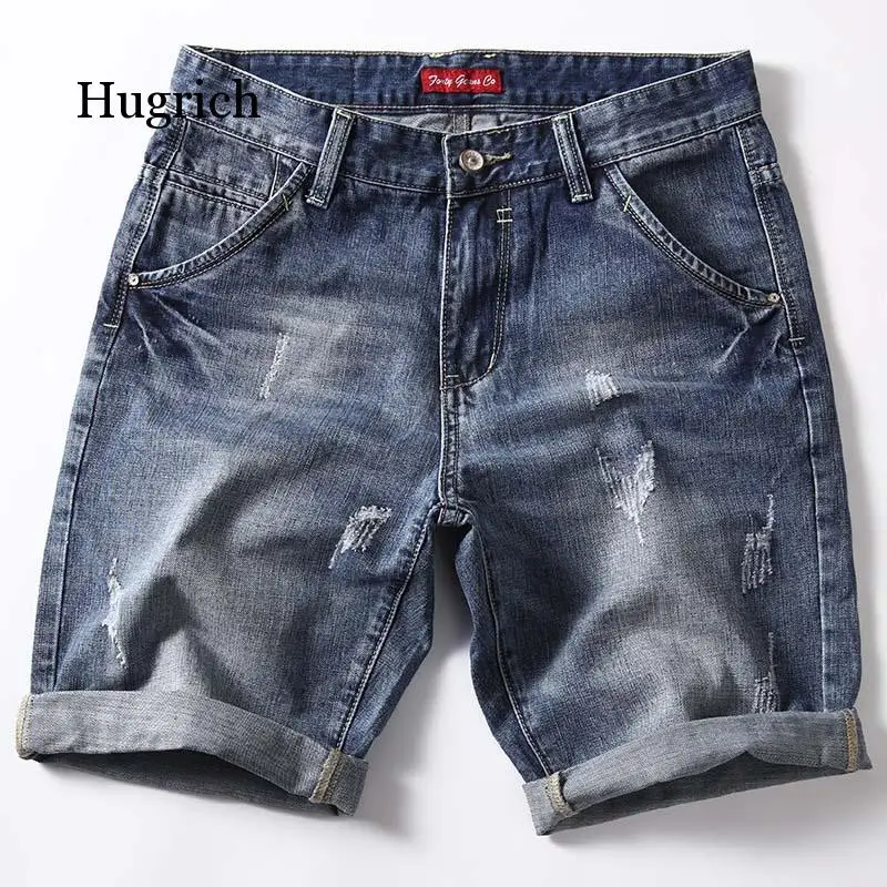 

Classic Denim Shorts Men 2021 Summer Fashion Casual Slim Fit Ripped Blue Short Jeans Male Clothes