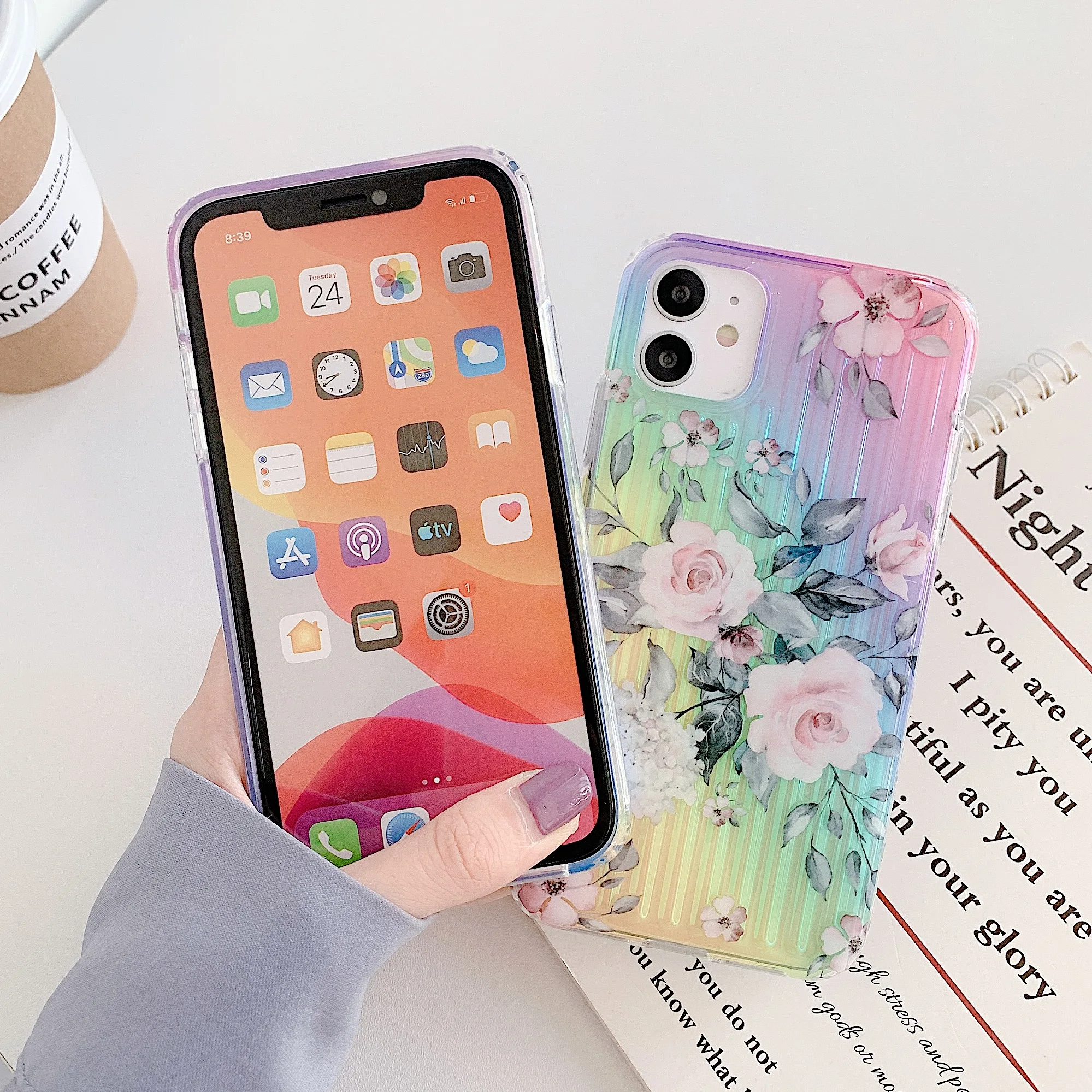 Блестящий чехол с градиентными цветами для телефона iPhone 7 8 Plus 10 11 Pro Max X XR Xs SE 2020