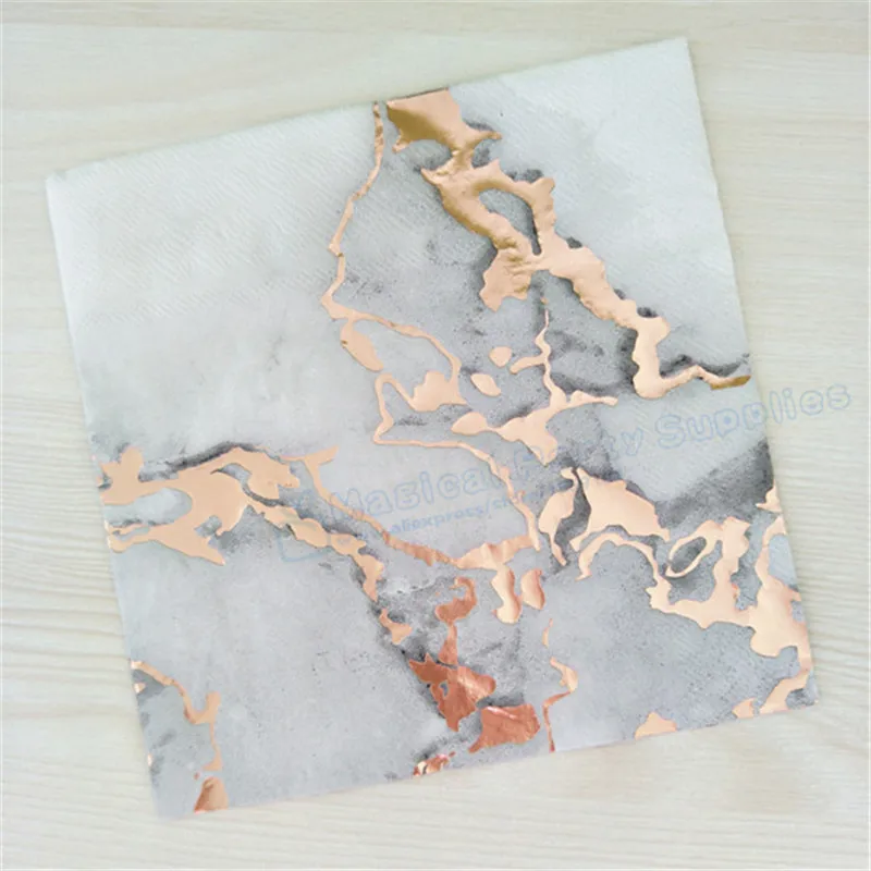 200 шт. розовый золотой мраморный дизайн настольные салфетки бумажные одноразовые