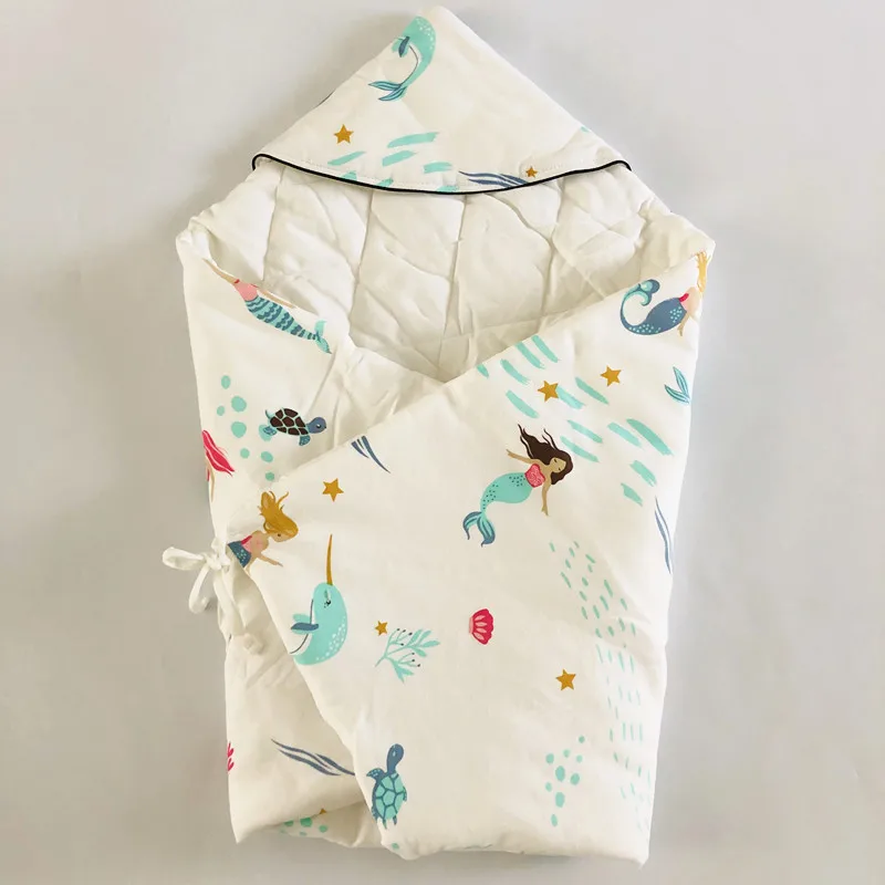 mermaid cotton От 0 до 6 месяцев, белое детское одеяло, двухслойный флисовый детский конверт, спальный мешок для новорожденных, детское постельное белье, одеяло - Цвет: mermaid cotton