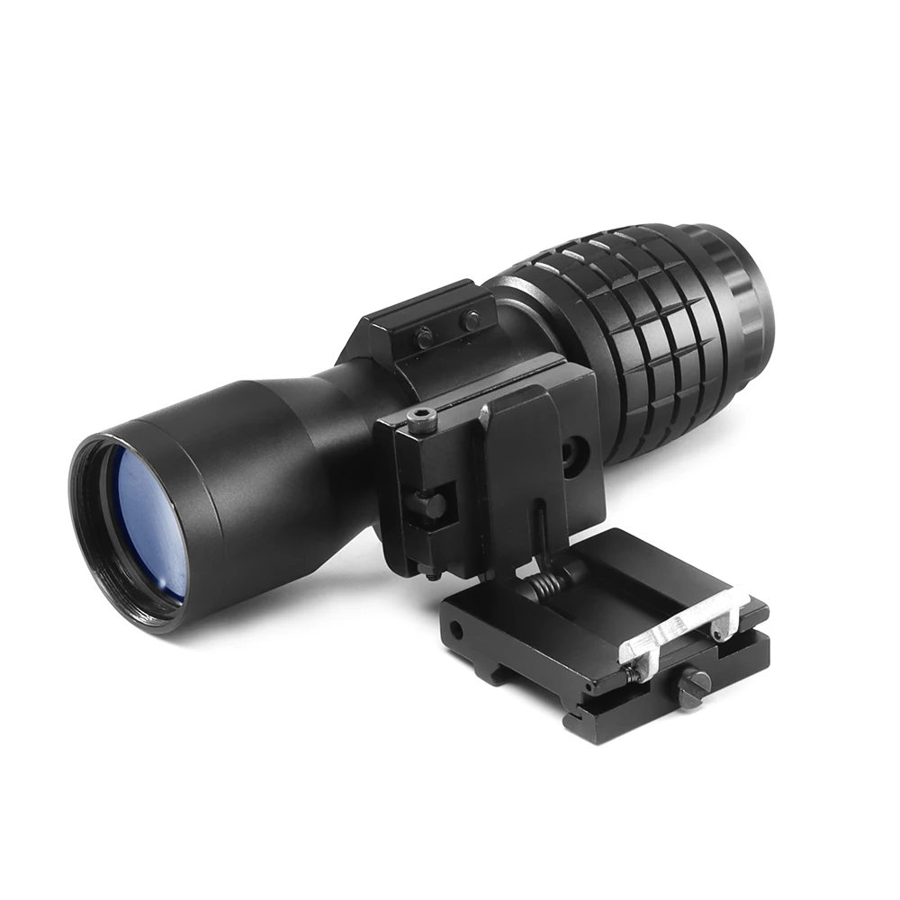 

Optic sight 4x Magnifier Scope Compact Hunting Riflescope Sights with Flip Up cover Fit for 20mm Rifle Gun Rail Mount