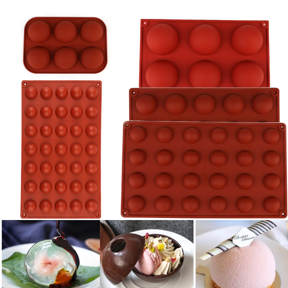 Круглая форма для торта коричневая полусфера силиконовая шоколада десерта