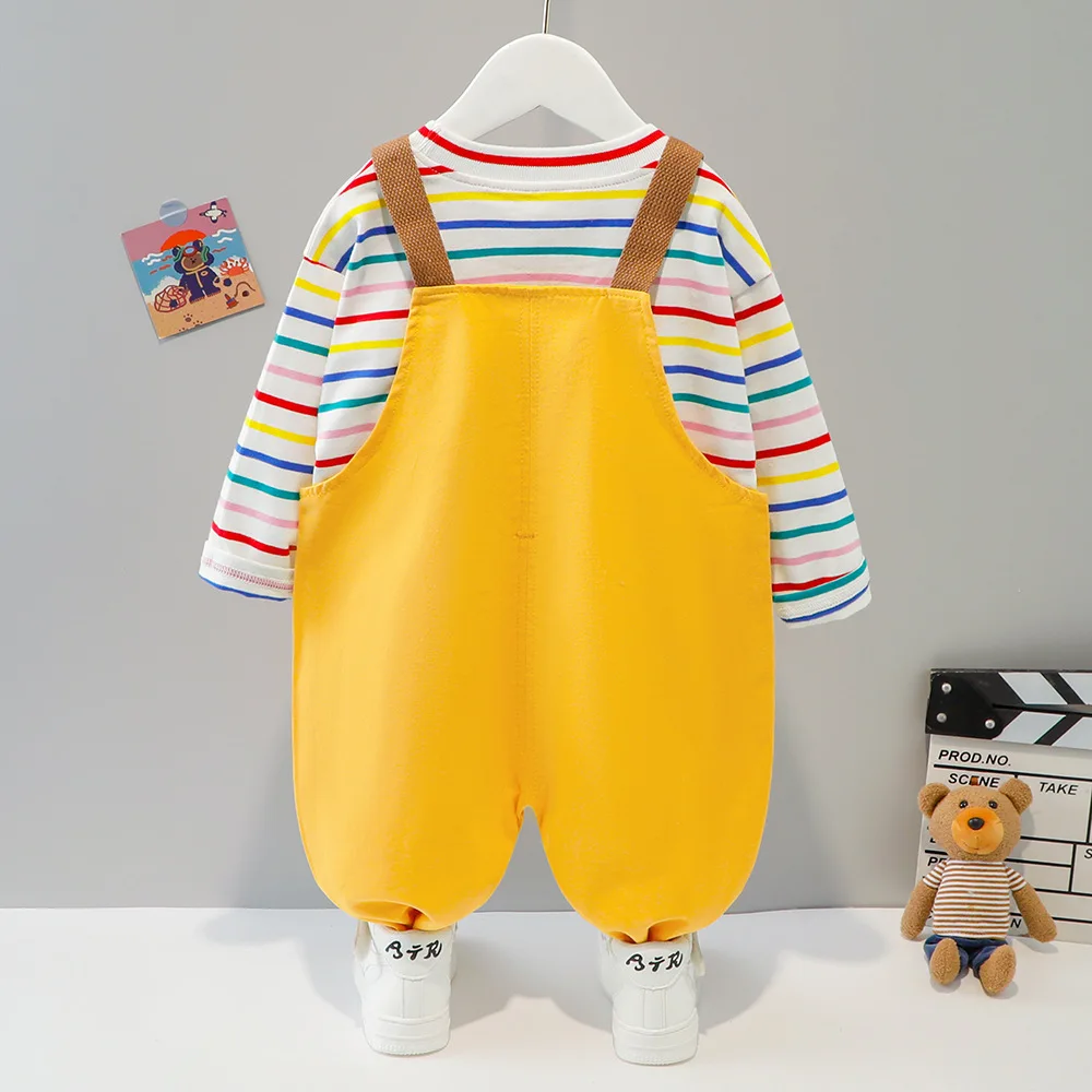 2 шт./компл. хлопковая рубашка с карманами и штаны для девочек 0-4 лет |