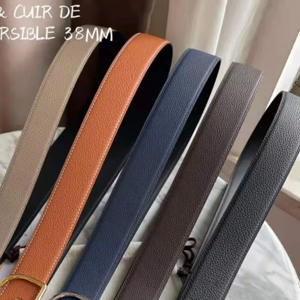 

Top Imported Togo Leather Reversible For Men Belts Fashion Luxury Brand Classic Designer 1:1 Copy h 38 mm Belt Original Box