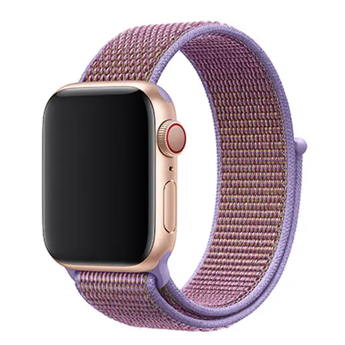Lilac Нейлоновый спортивный бесшовный ремешок для наручных часов Apple Watch, ремешок 42 мм, 38 мм и нержавеющая сталь металлический корпус 44 мм/40 мм наручных часов iWatch, 5/4/3/2/1 браслет, ремешок на запястье для наручных часов аксессуары - Цвет ремешка: Lilac