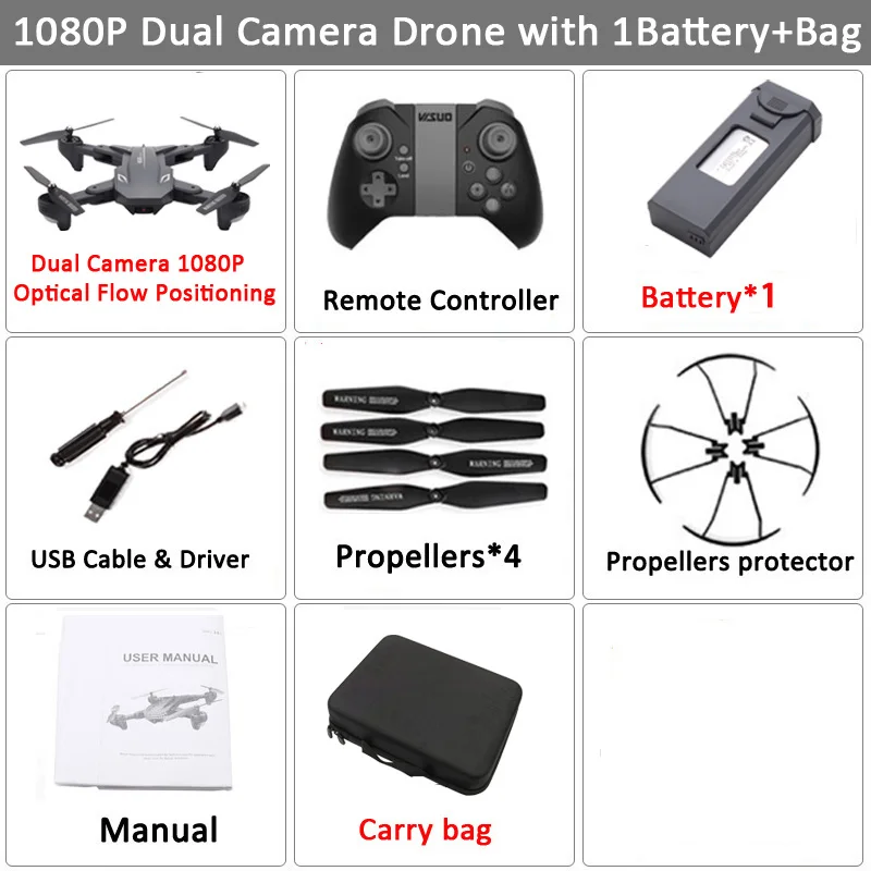 Set4 1080P 1BAT CB Visuo XS816 RC Drone 4K 1080P Двойная камера WIFI FPV Дроны Съемка жестов Профессиональный селфи Drone VS XS809HW XS809S E58 SG106 - Цвет: Set4 1080P 1BAT CB