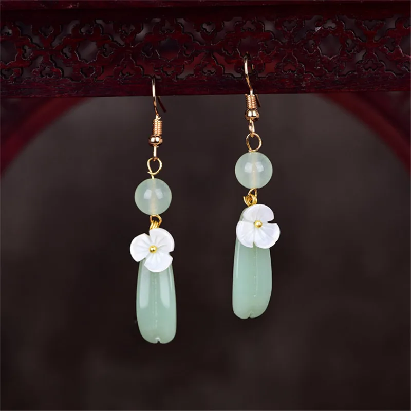 Yanting Glass Glazed Tassel Earrings Female Gifts For Women Handmade Jewelry Ethnic Earrings Shell Flower Earring Hanging 0137 - Окраска металла: shell flower