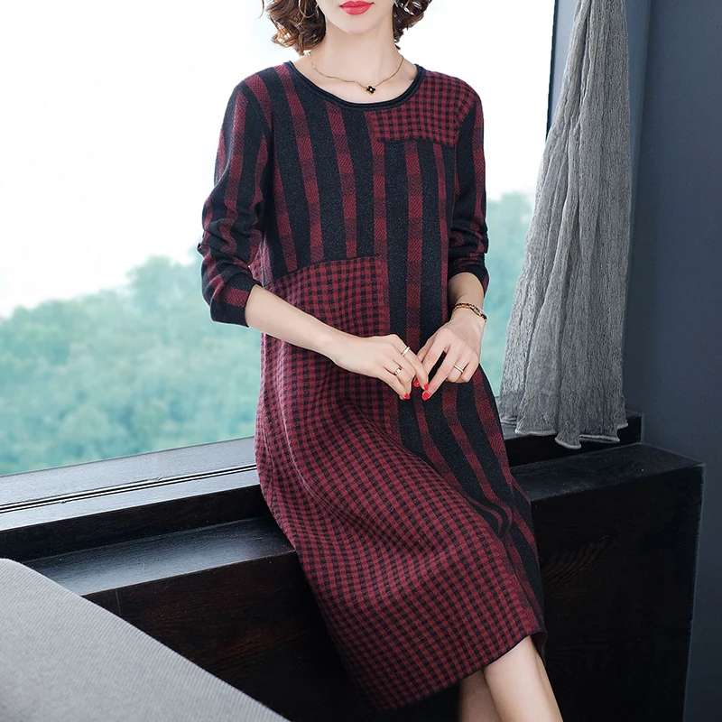 Размера плюс 4XL Винтаж клетчатая рубашка с длинными рукавами в полоску сезон