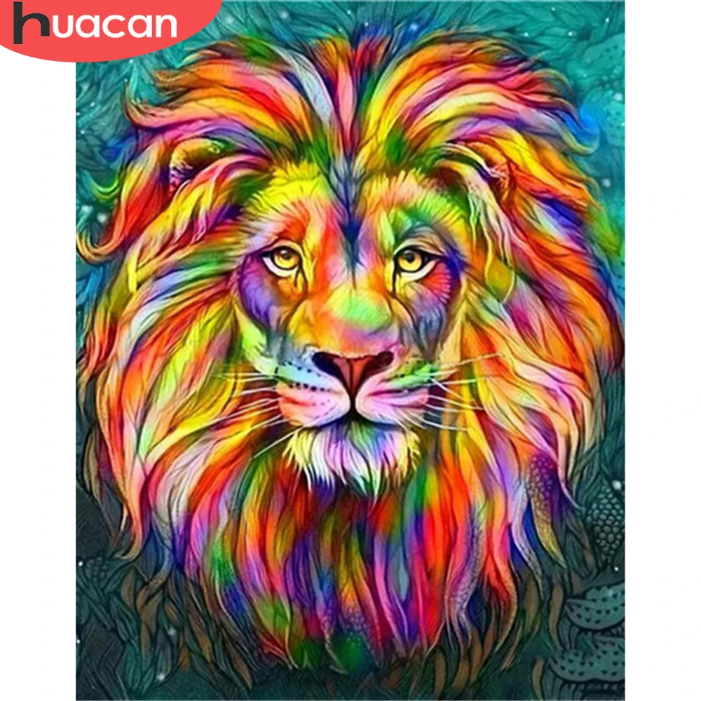 

HUACAN Colorful Lion Paint By Number Animal Kits For Adults Handpainted DIY Coloring By Number On Canvas Home Decoration