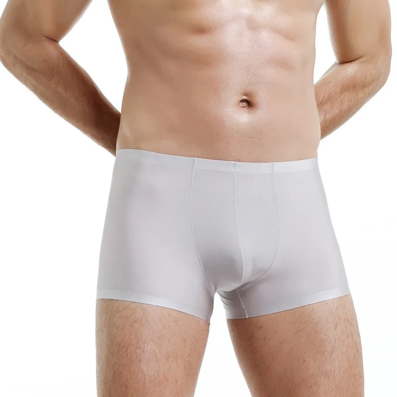 

Трусы-боксеры мужские, шелковые, бесшовные, эластичные, дышащие